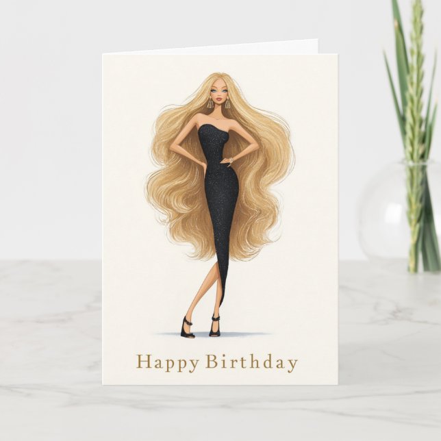 Tarjeta Black Glam Birthday Card for Fashion Lovers (Anverso)