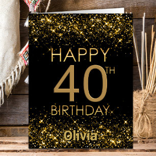 Tarjeta Black Gold 40th Birthday Card