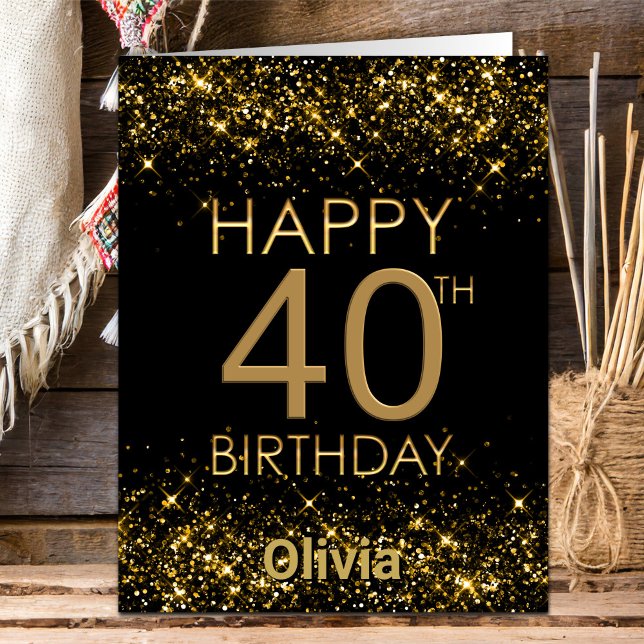 Tarjeta Black Gold 40th Birthday Card (Subido por el creador)