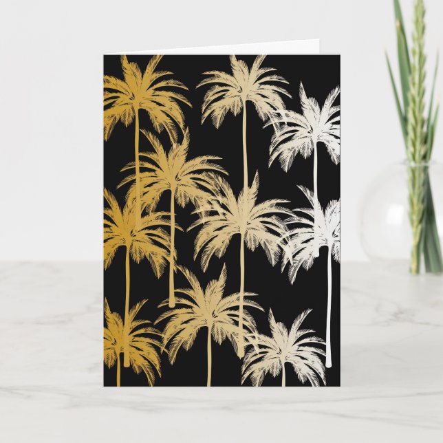 Tarjeta Black Gold Foil Palm Tree Print Greeting Card (Anverso)