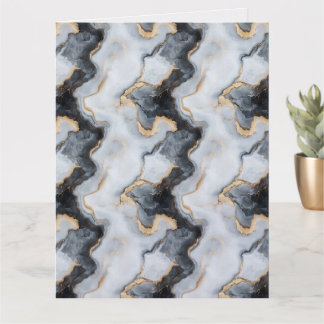 Tarjeta Black, Gold & White Marble Folded Greeting Card
