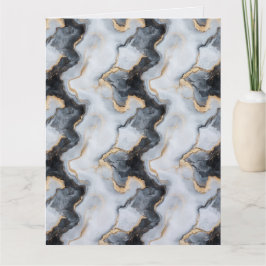 Tarjeta Black, Gold & White Marble Folded Greeting Card