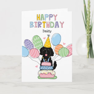Tarjeta Black Goldendoodle Dog Happy Birday Card