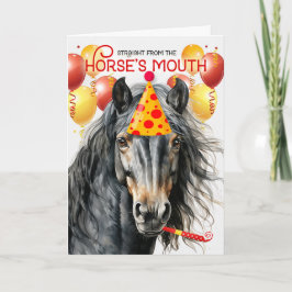 Tarjeta Black Gray Brown Horse Funny Birday