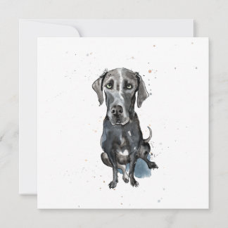 Tarjeta Black Great Dane diversión acuarela splatz Gracias