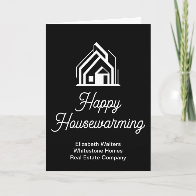 Tarjeta Black Happy Housewarming Real Estate Company (Anverso)