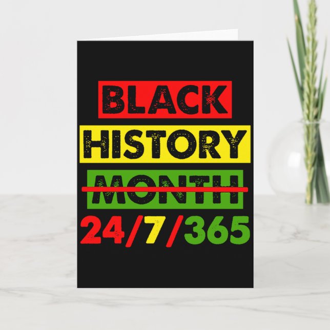 Tarjeta Black History 24 7 365 Africa Map Bhm Pride Afro W (Anverso)