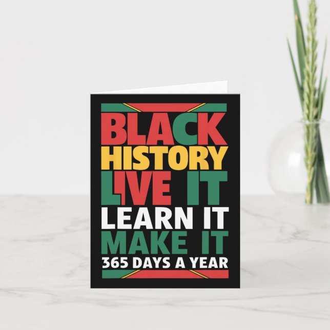 Tarjeta Black History Month 2025 Live It Learn It Make (Anverso)