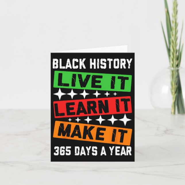Tarjeta Black History Month 2025 Live It Learn It Make (Anverso)
