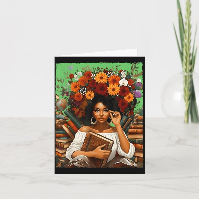 Tarjeta Black History Month Black Afro Girl Women Book Lov (Anverso)