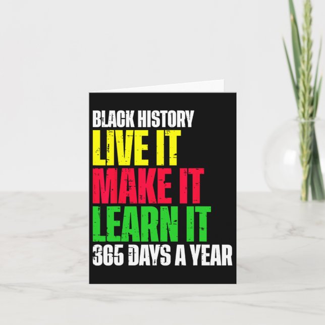 Tarjeta Black History Month Live It Aprende It Make It 365 (Anverso)
