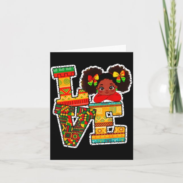 Tarjeta Black History Month Love Afro Toddler Girls Americ (Anverso)