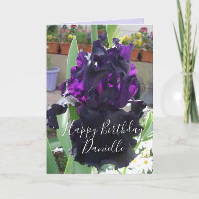 Tarjeta Black Iris Fllower Floral Photo Love Birday Card (Anverso)