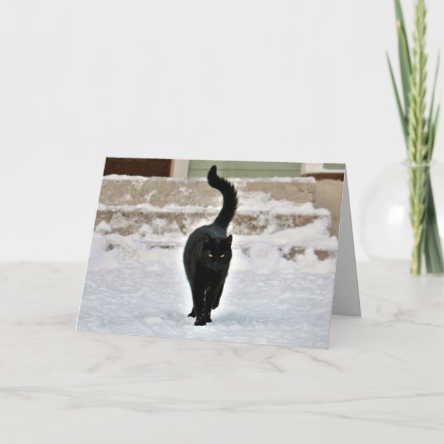 Tarjeta Black Kitty Cat Cute Personalizable Card (Anverso)