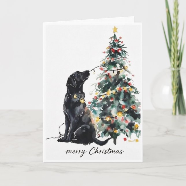 Tarjeta Black lab Feliz Navidad  (Anverso)