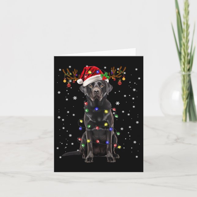Tarjeta Black Lab Labrador Christmas Tree Reindeer Pajama (Anverso)