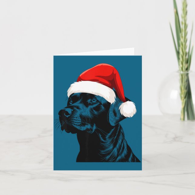 Tarjeta Black Lab Labrador Santa Hat Christmas Holiday Pet (Anverso)