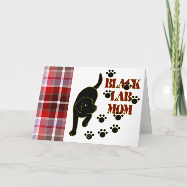 Tarjeta Black Lab Mom Plaid (Anverso)