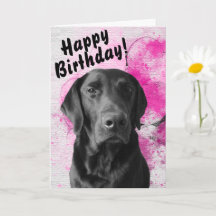 Black Lab Personalizable Pawsome Birday Card Pink