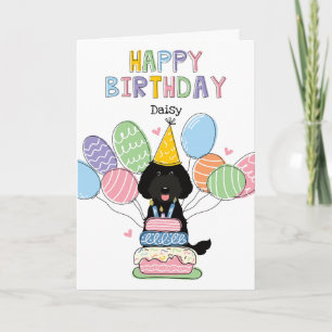 Tarjeta Black Labradoodle Dog Happy Birday Card