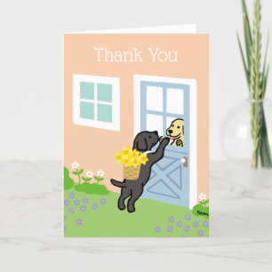 Tarjeta Black Labrador Daffodils Spring Gracias