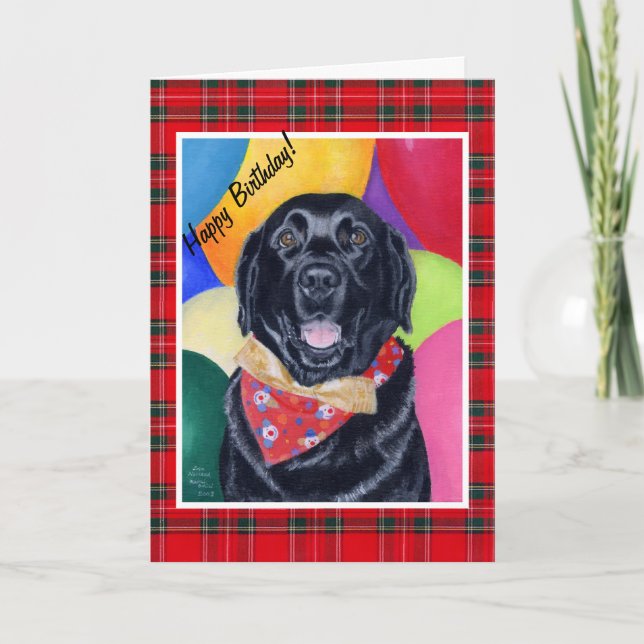 Tarjeta Black Labrador Happy Birthay Painting (Anverso)
