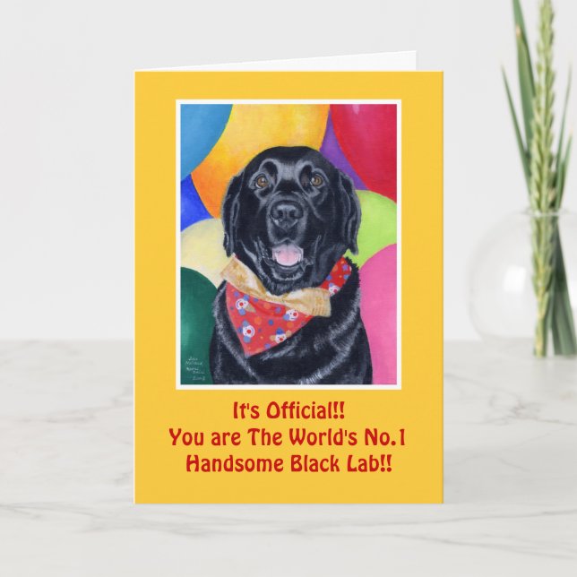 Tarjeta Black Labrador Happy Birthay Painting (Anverso)