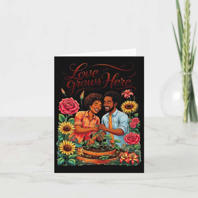 Tarjeta Black Love African American Couple Sketch Valentin (Anverso)