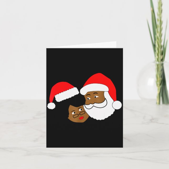 Tarjeta Black Loving Santa Claus And Mrs. Claus Ethnic Chr (Anverso)