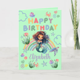 Tarjeta Black Mermaid Birthday Card in Green