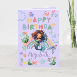 Tarjeta Black Mermaid Birthday Card in Purple