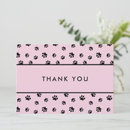 Tarjeta Black Paw Prints Pink Pet Care Business Thank You