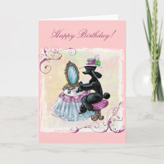 Tarjeta Black Poodle Boudoir Art Birday Card
