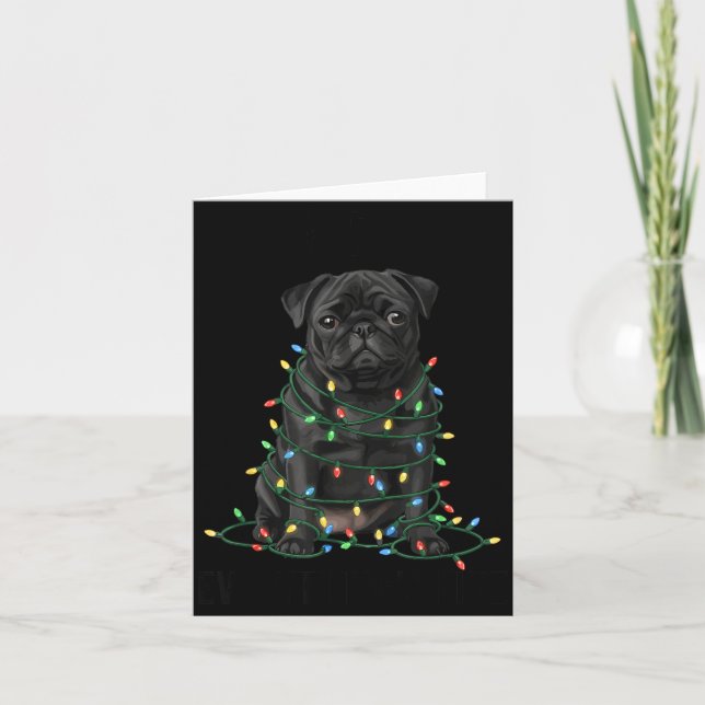 Tarjeta Black Pug Christmas I'm Fine Everything Is Fine  (Anverso)