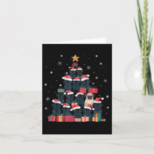 Tarjeta Black Pug Christmas Tree Dog Santa Xmas Merry Dogm