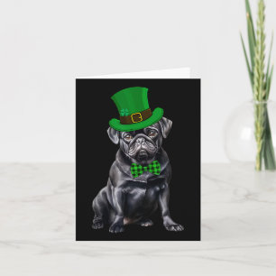 Tarjeta Black Pug Patricks Day Gorra Funny St Patricks Day