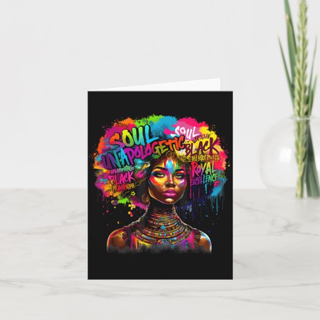Tarjeta Black Queen Dripng Afro Melanin Black History Mont (Anverso)