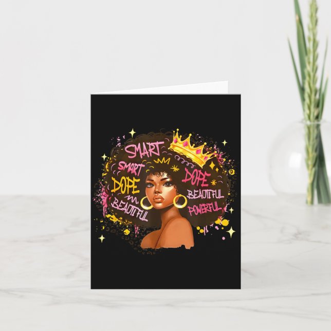 Tarjeta Black Queen Dripng Afro Melanin Black History Mont (Anverso)