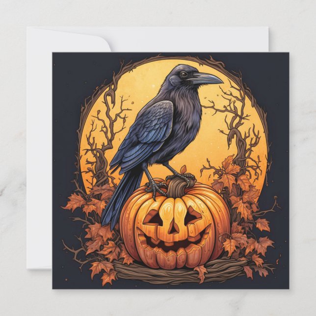 Tarjeta Black Raven Happy Halloween (Anverso)