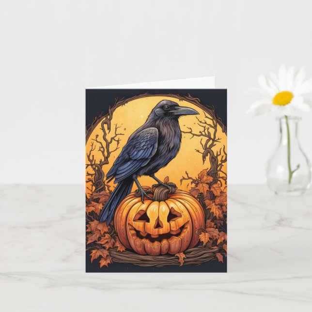 Tarjeta Black Raven Happy Halloween (Planta pequeña)