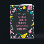 Tarjeta Black Retro Funny 80 Slang Birthday Card<br><div class="desc">Envía a tu amigo esta tarjeta de cumpleaños divertida y colorida y hazles saber cuán cool,  radical,  bodaz,  tubular y increíble de una persona que son. Las palabras se pueden personalizar fácilmente para tu amigo único.</div>
