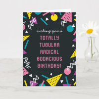 Black Retro Funny 80 Slang Birthday Card