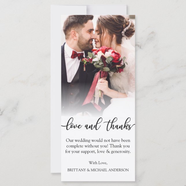 Tarjeta Black Script Love Gracias Boda Photo You (Anverso)