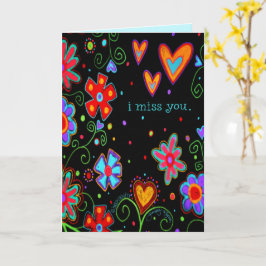 Tarjeta Black Simple Floral Te Extraña La Alegre Inespirit