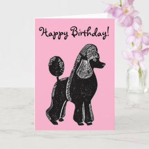Tarjeta Black Standard Poodle Pink Happy Birday Card