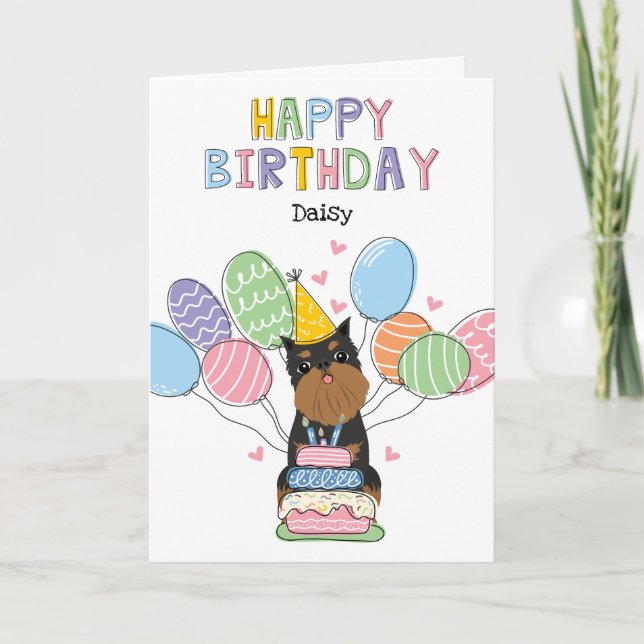Tarjeta Black Tan Brussels Griffon Cropped Oars Birday (Anverso)