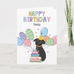 Tarjeta Black Tan Brussels Griffon Dog Birday Card