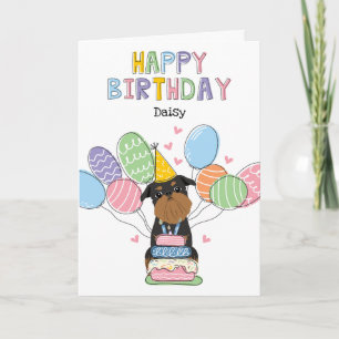 Tarjeta Black Tan Brussels Griffon Dog Birday Card