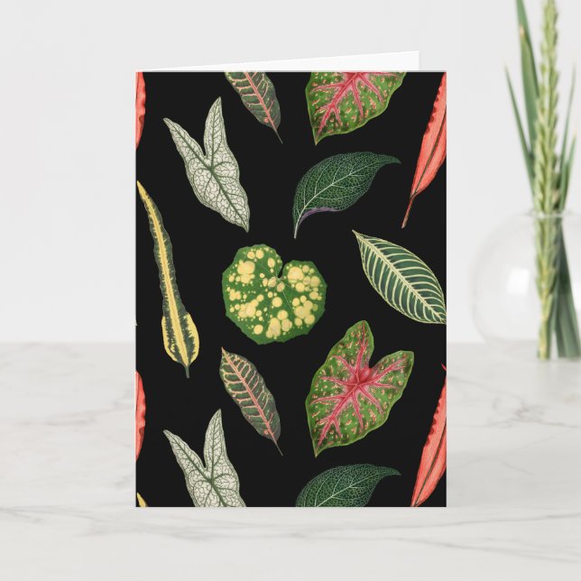 Tarjeta Black Vintage Plant Leaf Folded Greeting Card (Anverso)