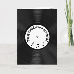 Tarjeta Black Vinyl Record para el cumpleaños del DJ